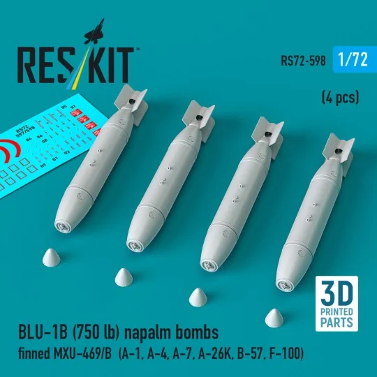 BLU-1B (750lb) napalm bombs finned MXU-469/B (4 pcs) (A-1, A-4, A-7...
