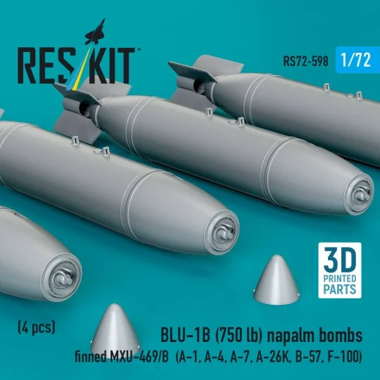 BLU-1B (750lb) napalm bombs finned MXU-469/B (4 pcs) (A-1, A-4, A-7...