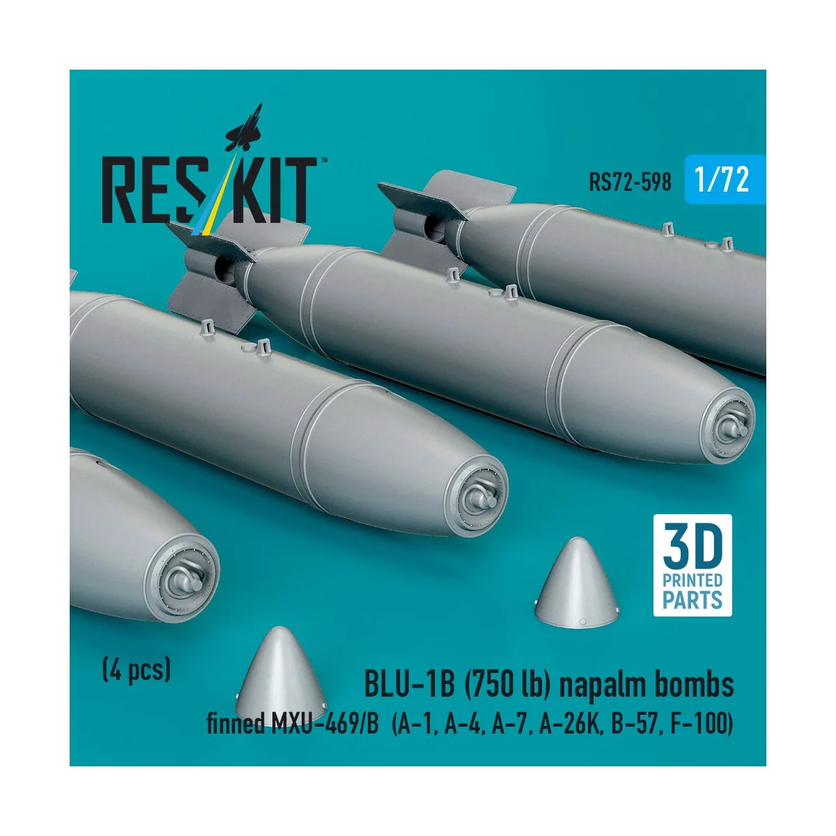 BLU-1B (750lb) napalm bombs finned MXU-469/B (4 pcs) (A-1, A-4, A-7...
