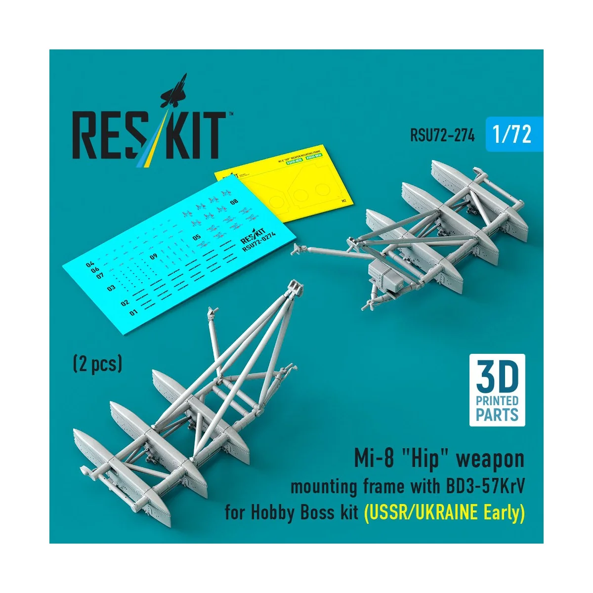 Mi-8 Hip weapon mounting frame with BD3-57KrV for Hobby Boss kit (U...
