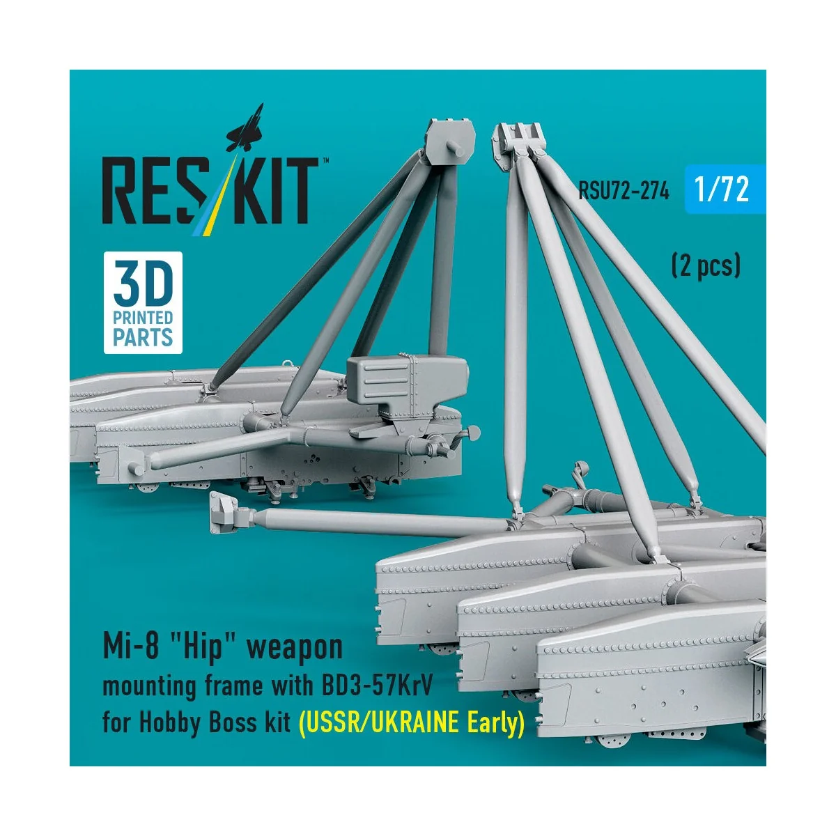 Mi-8 Hip weapon mounting frame with BD3-57KrV for Hobby Boss kit (U...
