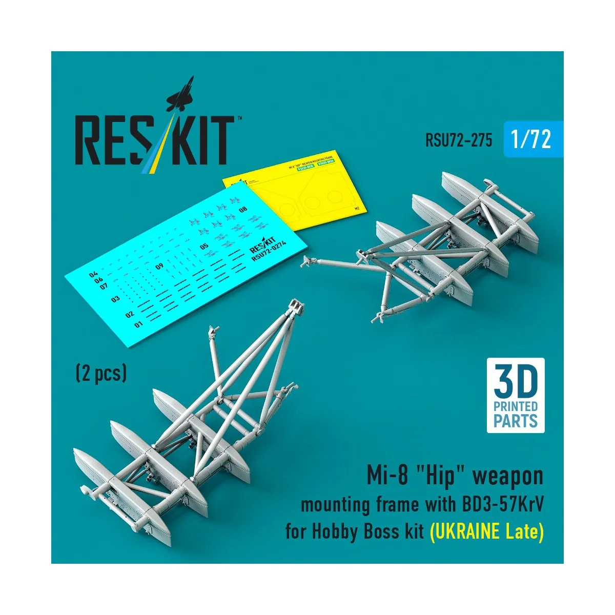Mi-8 Hip weapon mounting frame with BD3-57KrV for Hobby Boss kit (U...