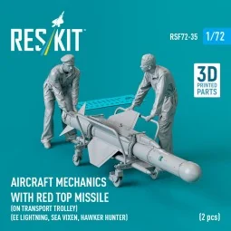 Aircraft mechanics with Red Top missile (on transport trolley) (EE ...