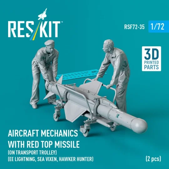 Aircraft mechanics with Red Top missile (on transport trolley) (EE ...