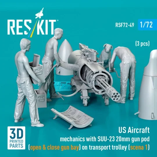 US Aircraft mechanics with SUU-23 20mm gun pod (open & close gun ba...