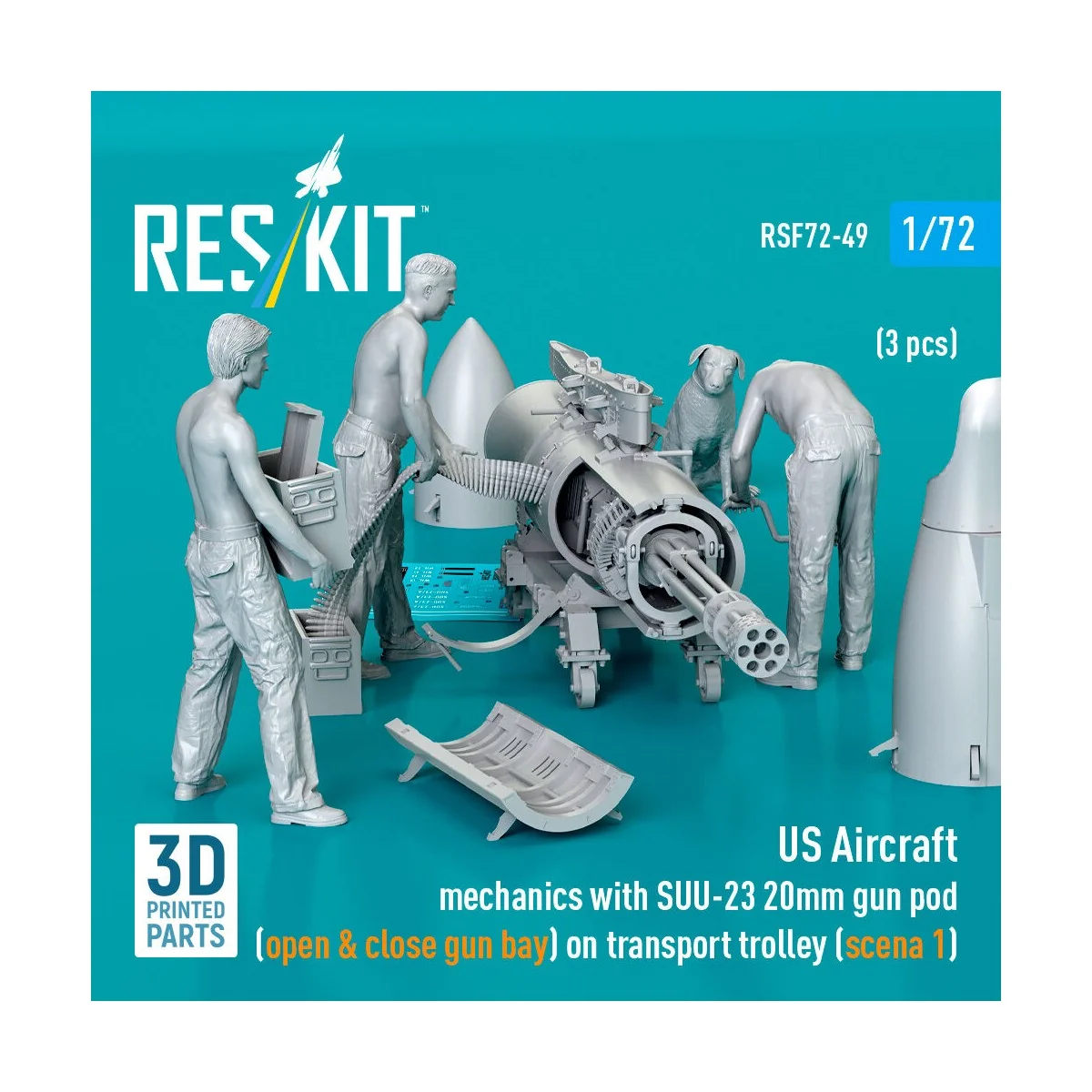 US Aircraft mechanics with SUU-23 20mm gun pod (open & close gun ba...