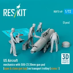 US Aircraft mechanics with SUU-23 20mm gun pod (open & close gun ba... 2