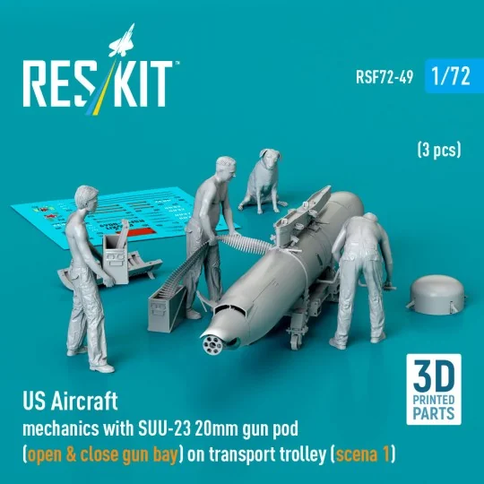 US Aircraft mechanics with SUU-23 20mm gun pod (open & close gun ba...