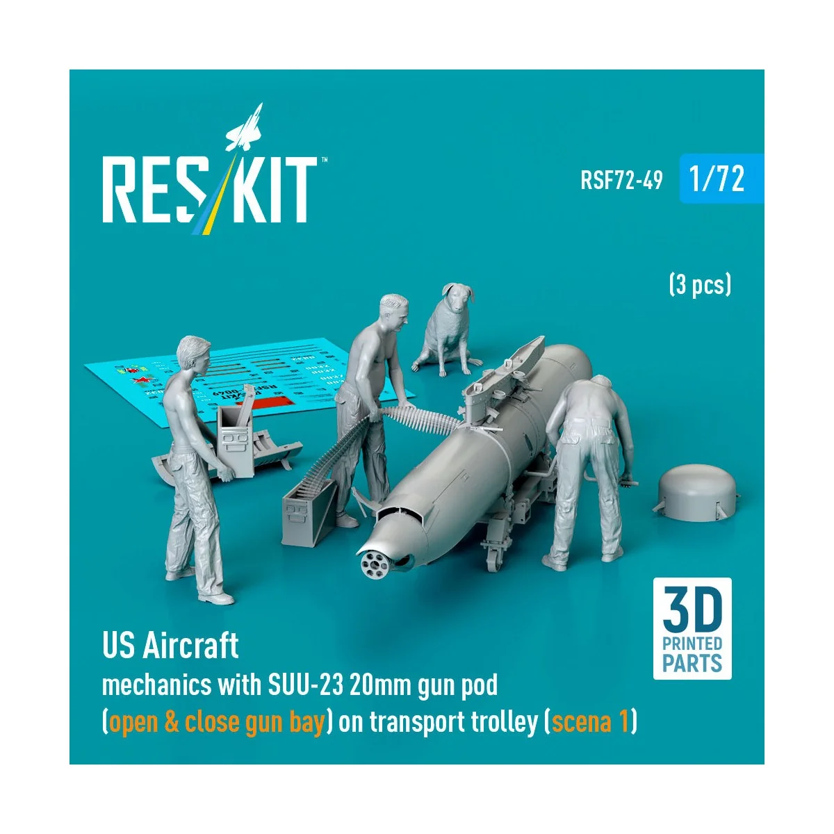US Aircraft mechanics with SUU-23 20mm gun pod (open & close gun ba...