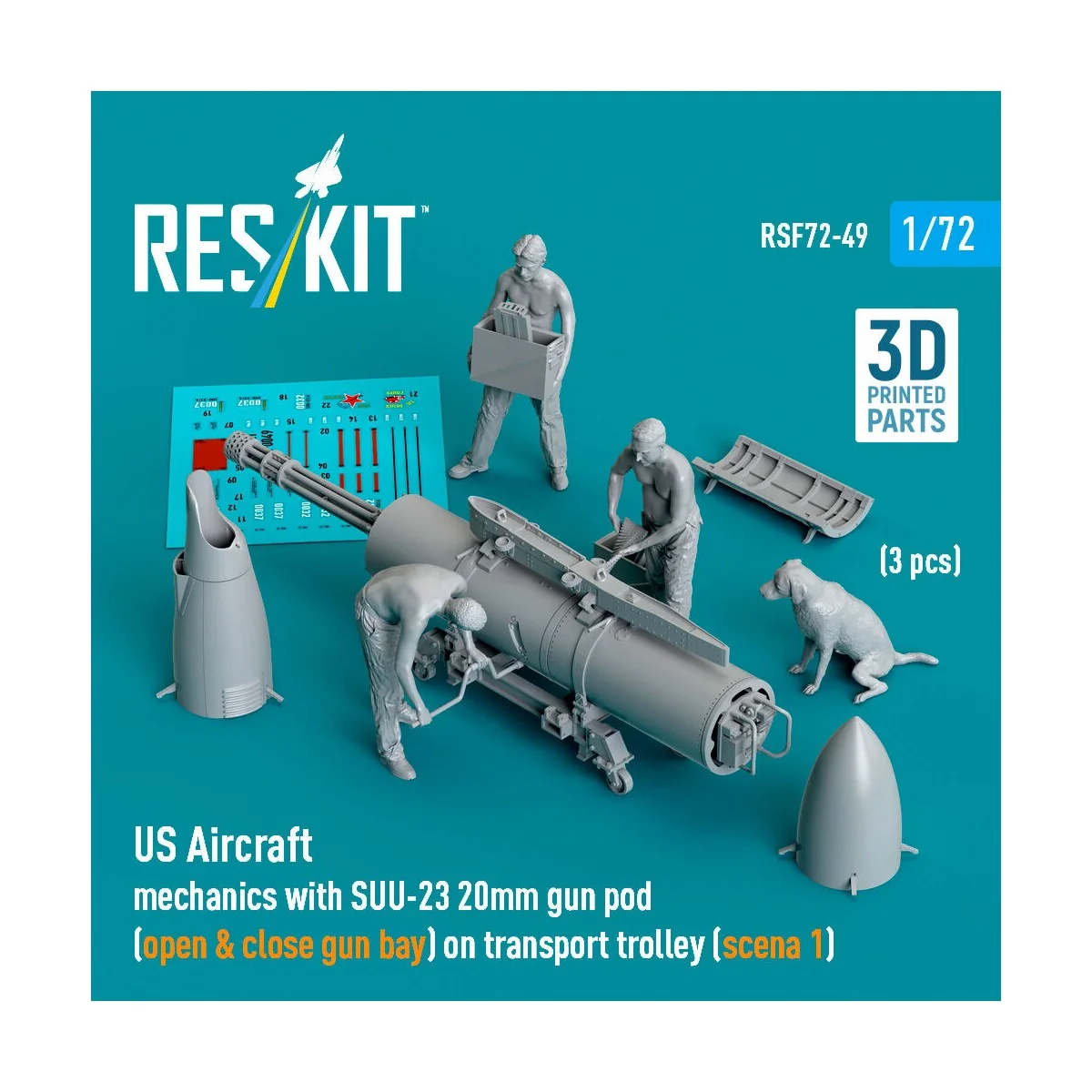 US Aircraft mechanics with SUU-23 20mm gun pod (open & close gun ba...