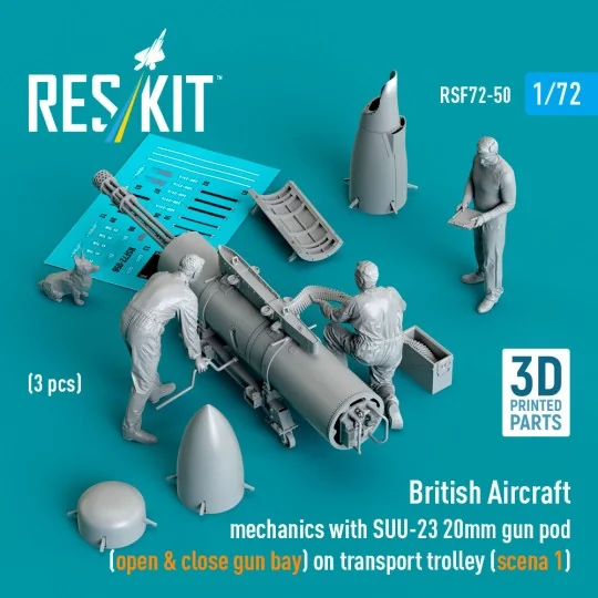 British Aircraft mechanics with SUU-23 20mm gun pod (open & close g...