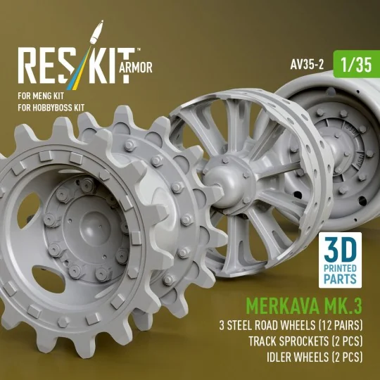 Merkava Mk.3 steel road wheels (12 pairs), track sprockets (2 pcs),...