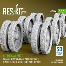 Merkava Mk.3 damaged rubber bandage wheels (12 pairs), track sprock...