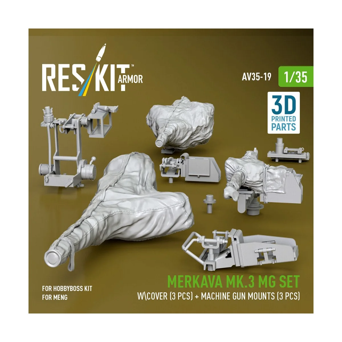 Merkava Mk.3 MG set w\cover (3 pcs) + machine gun mounts (3 pcs) fo...