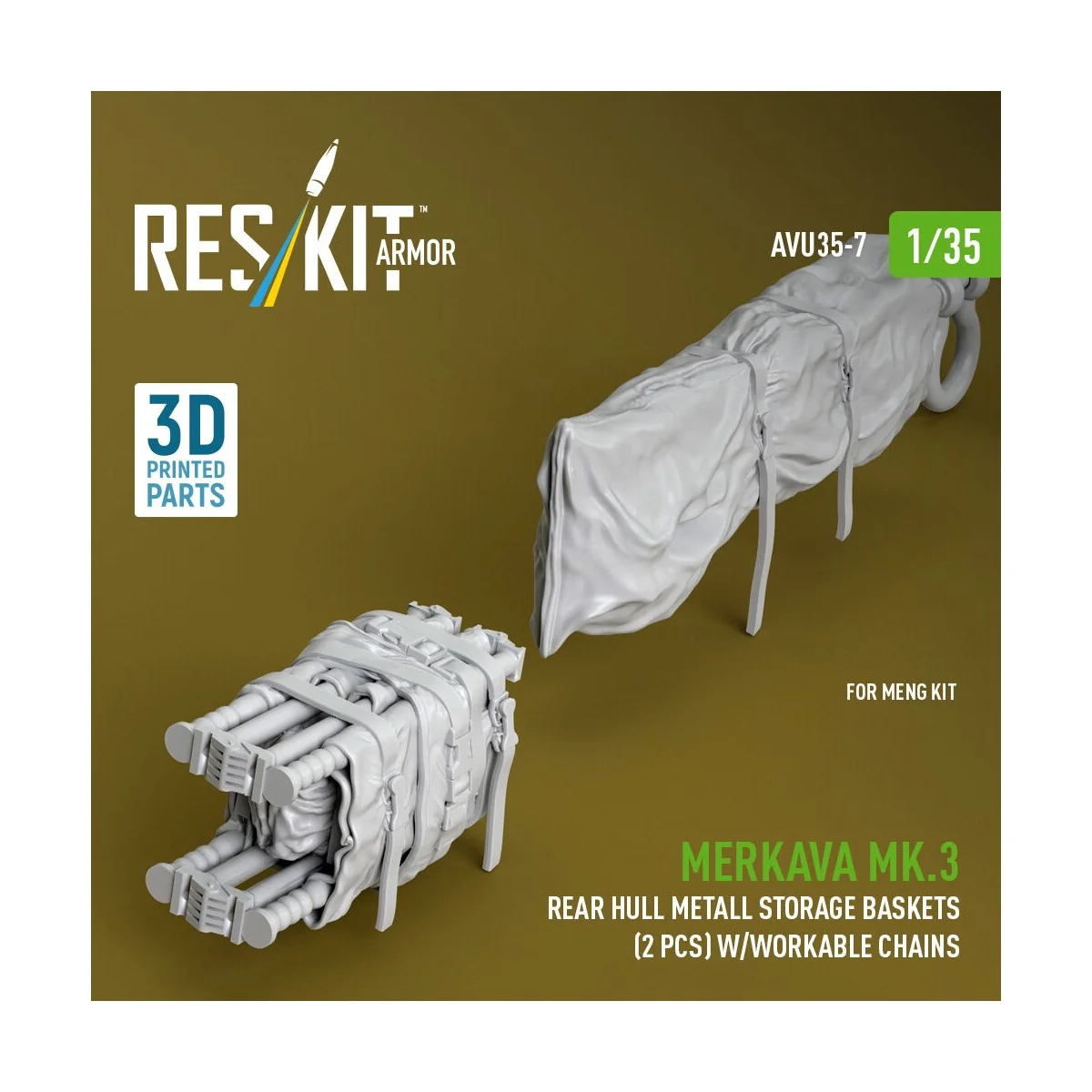 Merkava Mk.3 rear hull metall storage baskets (2 pcs) w/workable ch...
