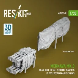 Merkava Mk.3 rear hull metall storage baskets (2 pcs) w/workable ch...
