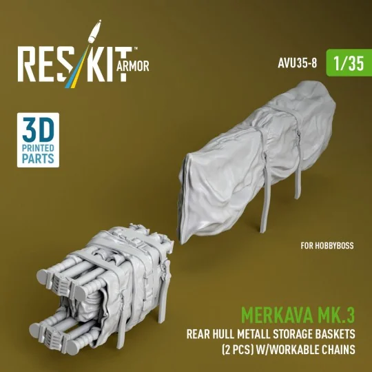 Merkava Mk.3 rear hull metall storage baskets (2 pcs) w/workable ch...
