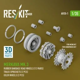 Merkava Mk.3 rubber bandage road wheels (12 pairs), track sprockets... 2