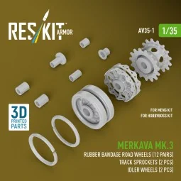 Merkava Mk.3 rubber bandage road wheels (12 pairs), track sprockets... 2