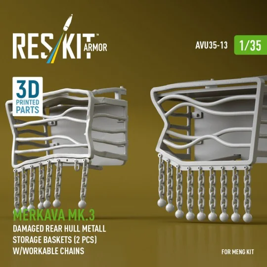 Merkava Mk.3 damaged rear hull metall storage baskets (2 pcs) w/wor...