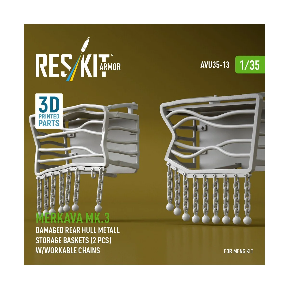 Merkava Mk.3 damaged rear hull metall storage baskets (2 pcs) w/wor...