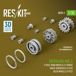 Merkava Mk.3 steel road wheels (12 pairs), track sprockets (2 pcs),... 2