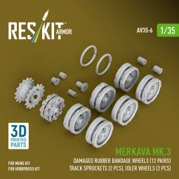 Merkava Mk.3 damaged rubber bandage wheels (12 pairs), track sprock...