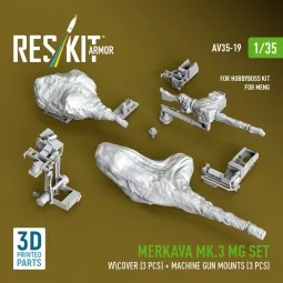 Merkava Mk.3 MG set w\cover (3 pcs) + machine gun mounts (3 pcs) fo... 2