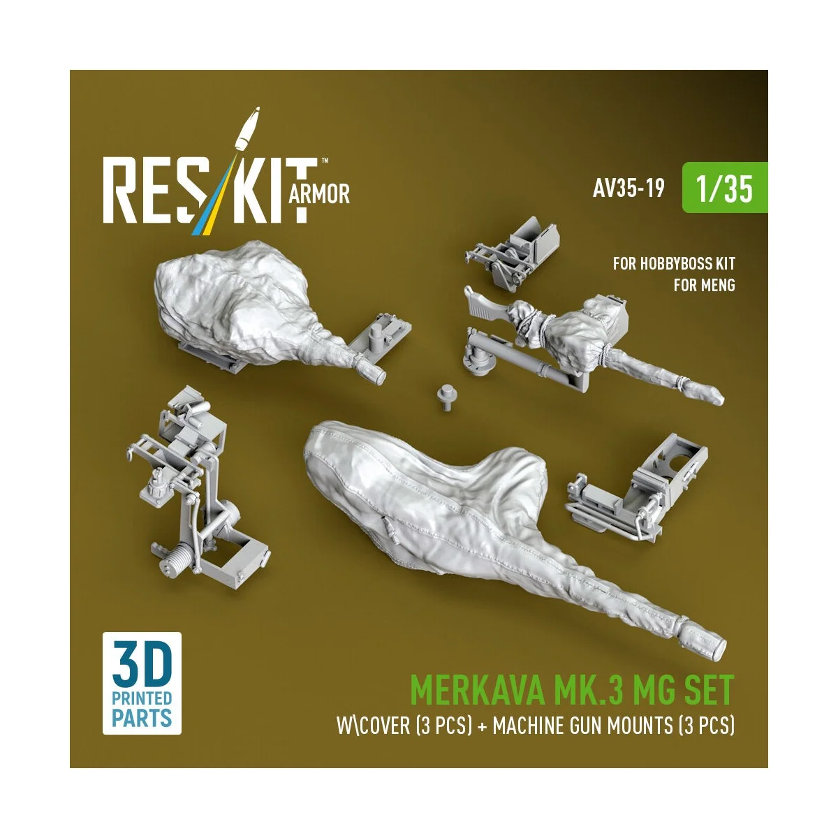 Merkava Mk.3 MG set w\cover (3 pcs) + machine gun mounts (3 pcs) fo...