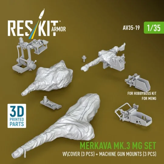 Merkava Mk.3 MG set w\cover (3 pcs) + machine gun mounts (3 pcs) fo...