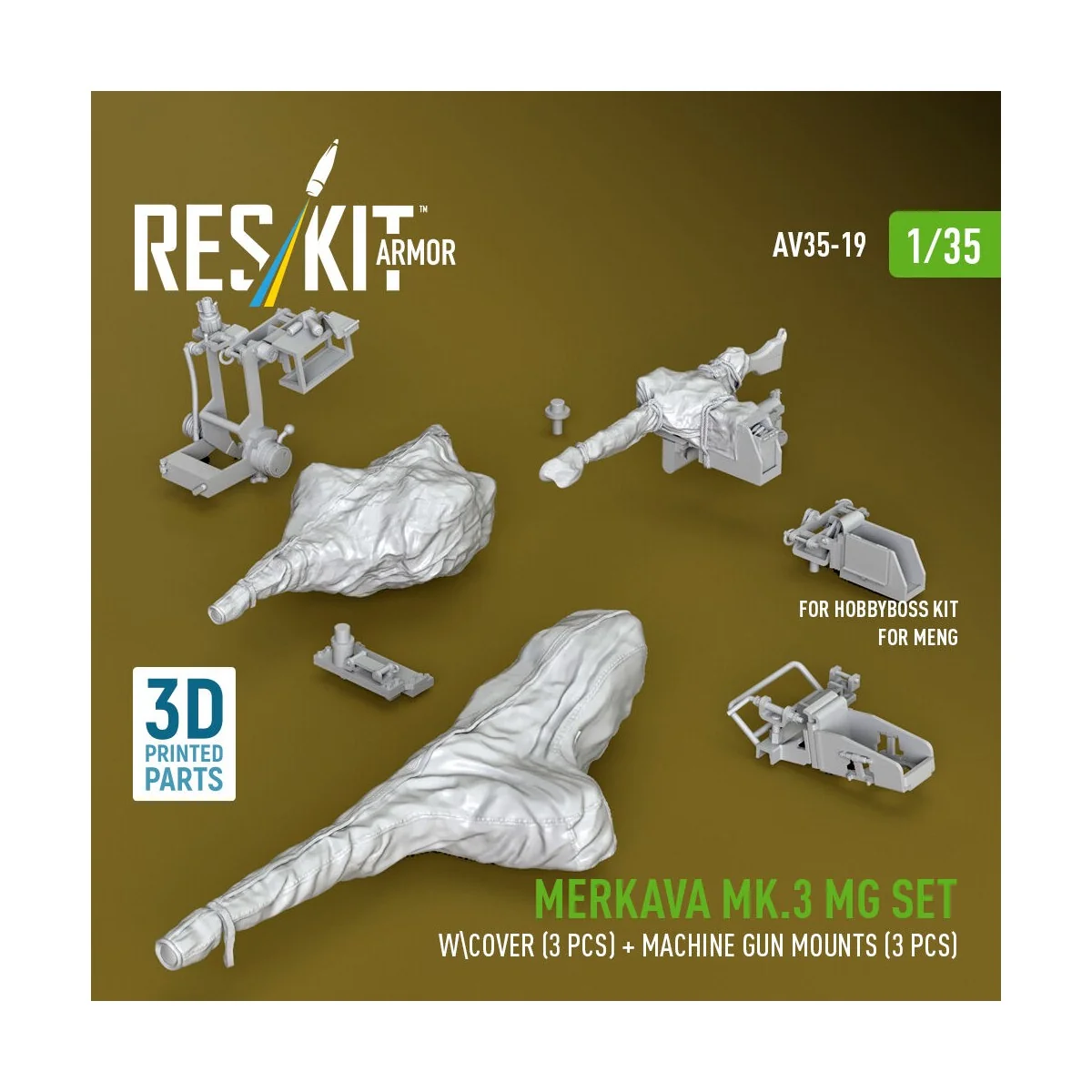 Merkava Mk.3 MG set w\cover (3 pcs) + machine gun mounts (3 pcs) fo...