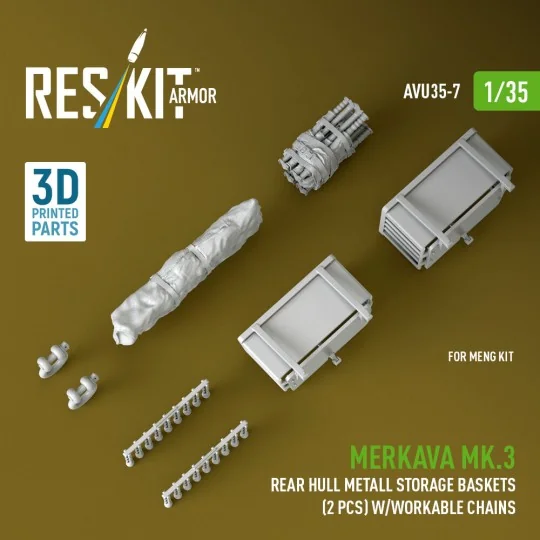 Merkava Mk.3 rear hull metall storage baskets (2 pcs) w/workable ch...