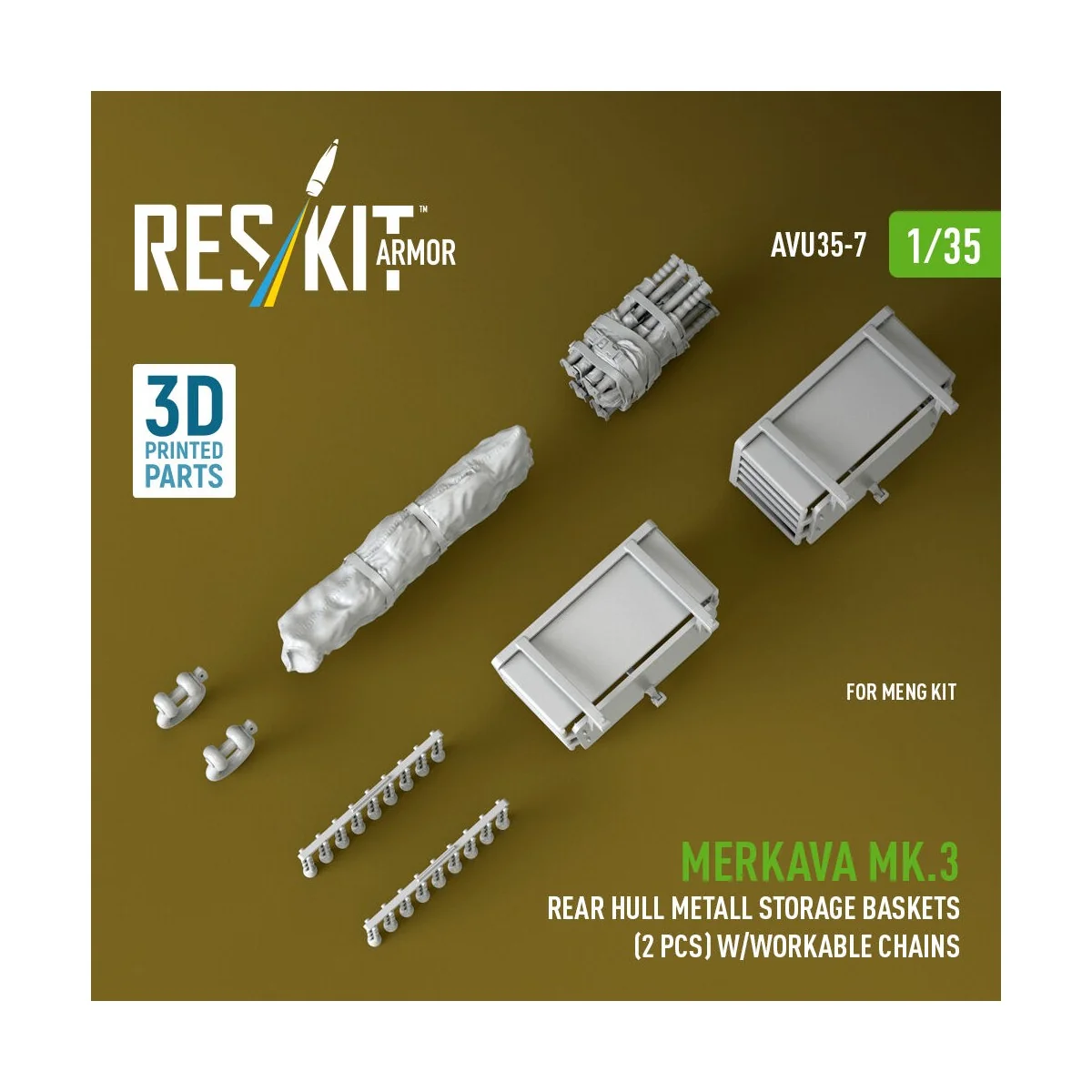 Merkava Mk.3 rear hull metall storage baskets (2 pcs) w/workable ch...