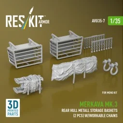 Merkava Mk.3 rear hull metall storage baskets (2 pcs) w/workable ch...
