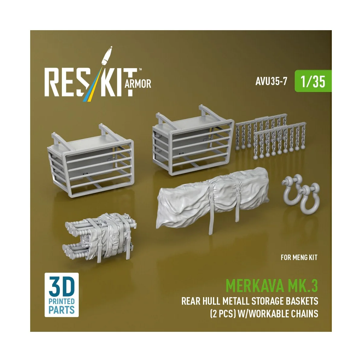 Merkava Mk.3 rear hull metall storage baskets (2 pcs) w/workable ch...