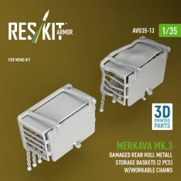 Merkava Mk.3 damaged rear hull metall storage baskets (2 pcs) w/wor... 2