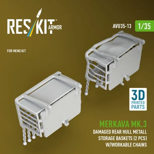 Merkava Mk.3 damaged rear hull metall storage baskets (2 pcs) w/wor...