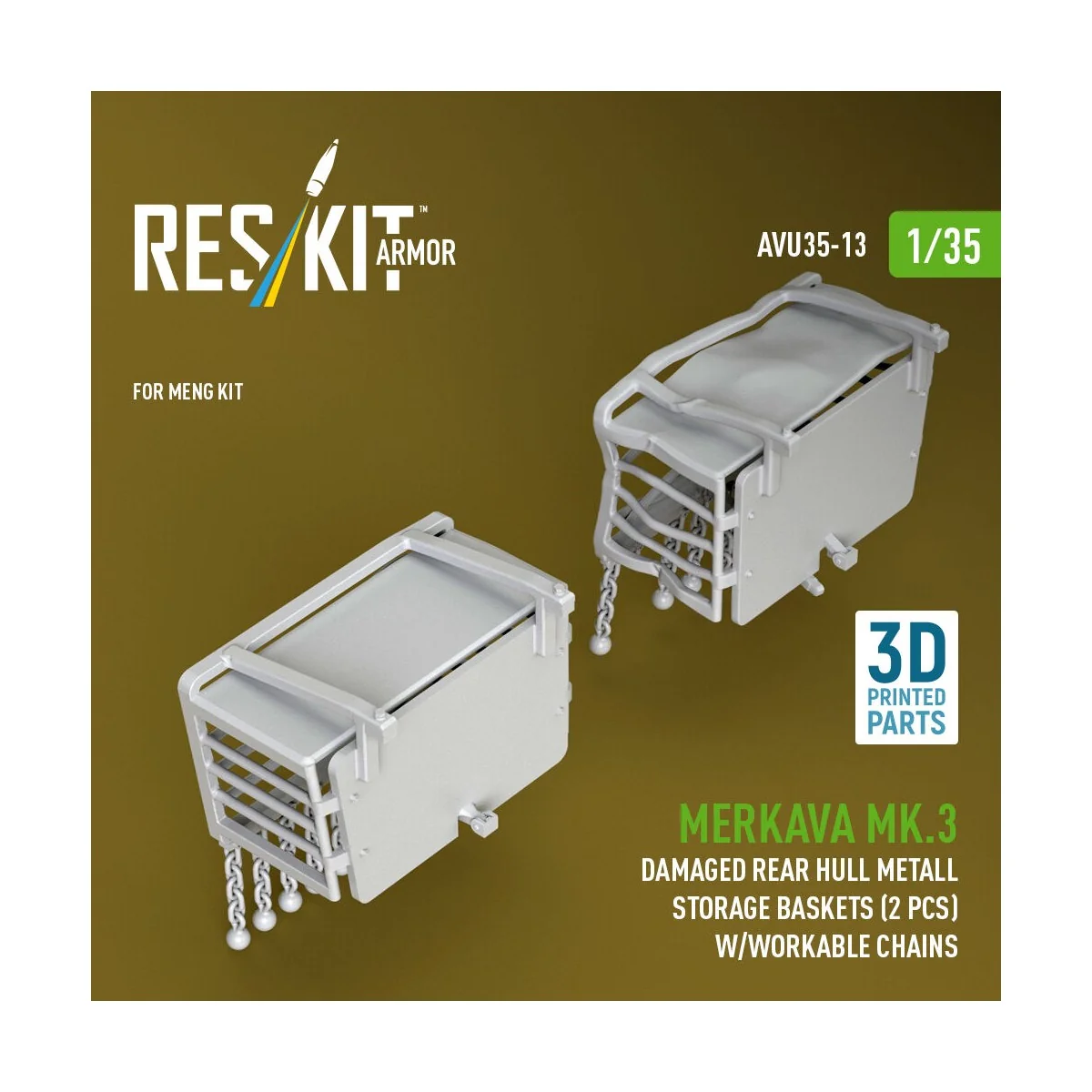 Merkava Mk.3 damaged rear hull metall storage baskets (2 pcs) w/wor...