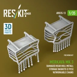 Merkava Mk.3 damaged rear hull metall storage baskets (2 pcs) w/wor...