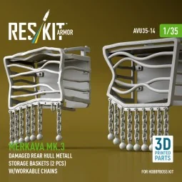 Merkava Mk.3 damaged rear hull metall storage baskets (2 pcs) w/wor...