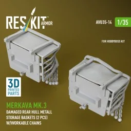 Merkava Mk.3 damaged rear hull metall storage baskets (2 pcs) w/wor... 2