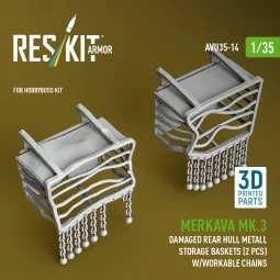 Merkava Mk.3 damaged rear hull metall storage baskets (2 pcs) w/wor...