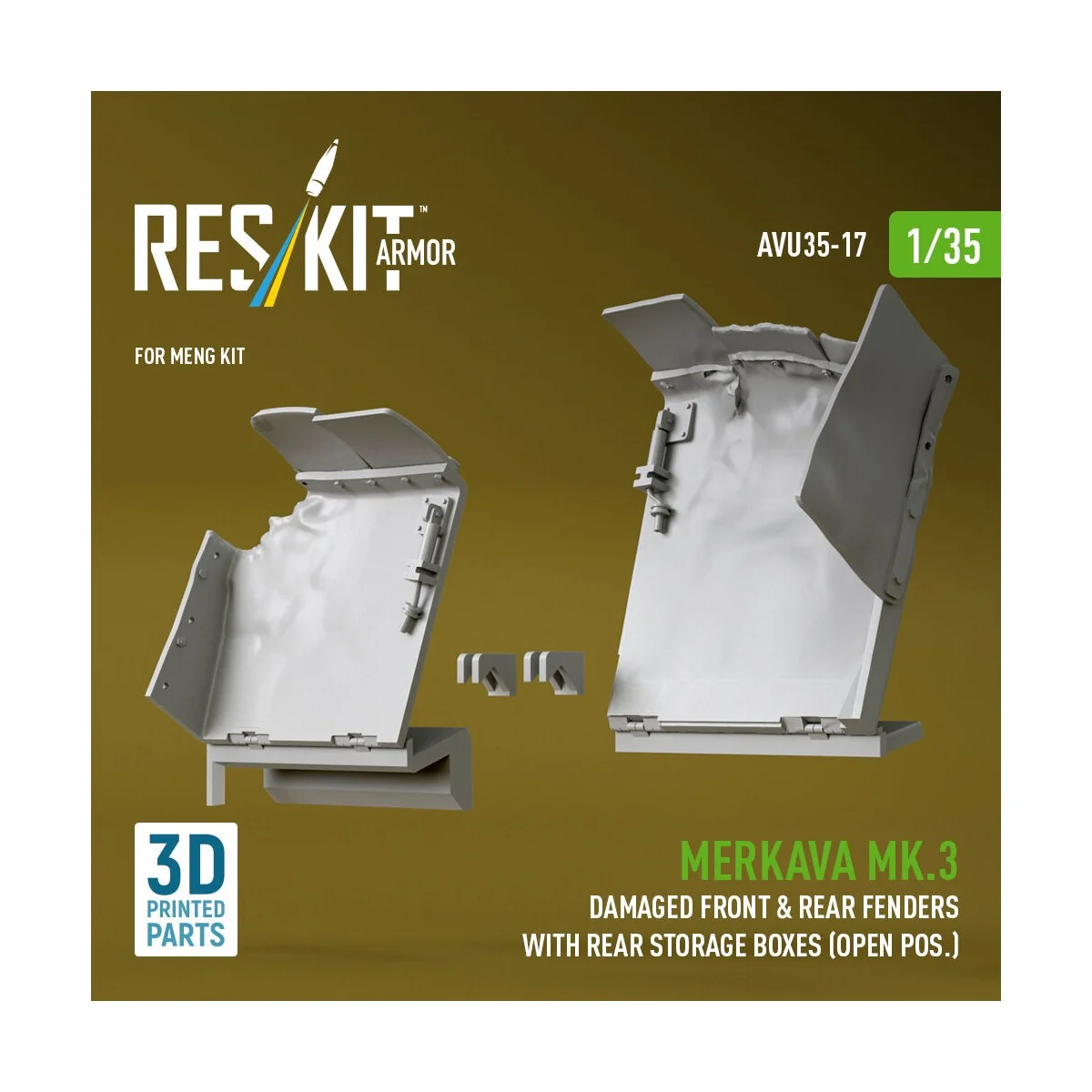 Merkava Mk.3 damaged front & rear fenders with rear storage boxes (...