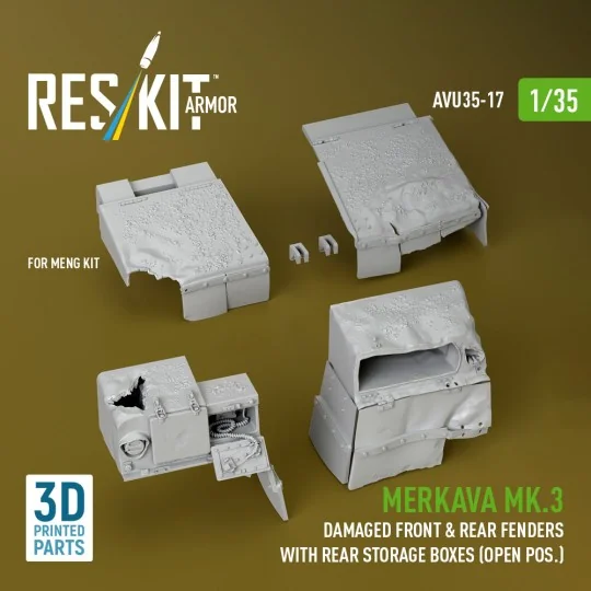 Merkava Mk.3 damaged front & rear fenders with rear storage boxes (...