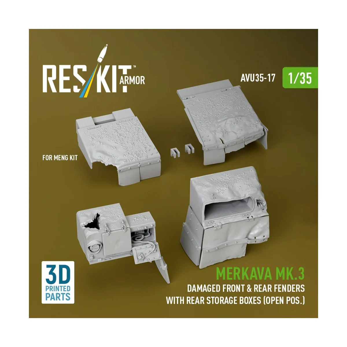 Merkava Mk.3 damaged front & rear fenders with rear storage boxes (...