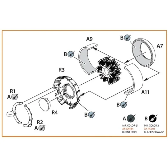 Ki-51 Sonia (all versions) resin exhaust & cooling gills for CP kit...