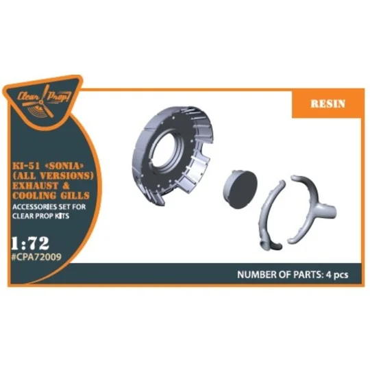 Ki-51 Sonia (all versions) resin exhaust & cooling gills for CP kit...