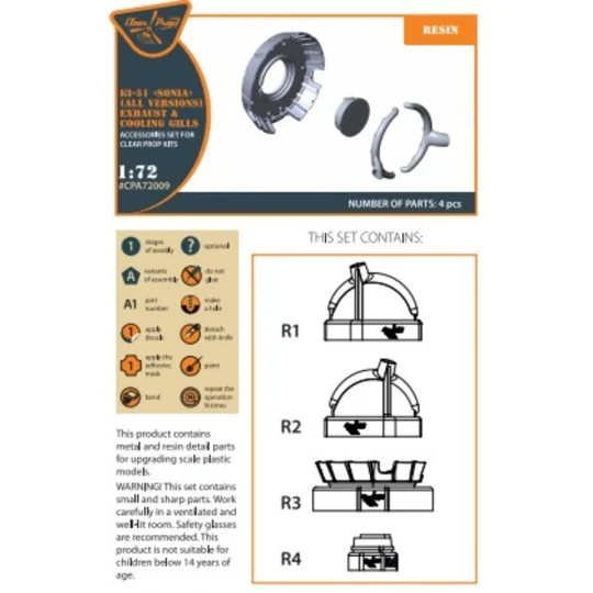 Ki-51 Sonia (all versions) resin exhaust & cooling gills for CP kit...