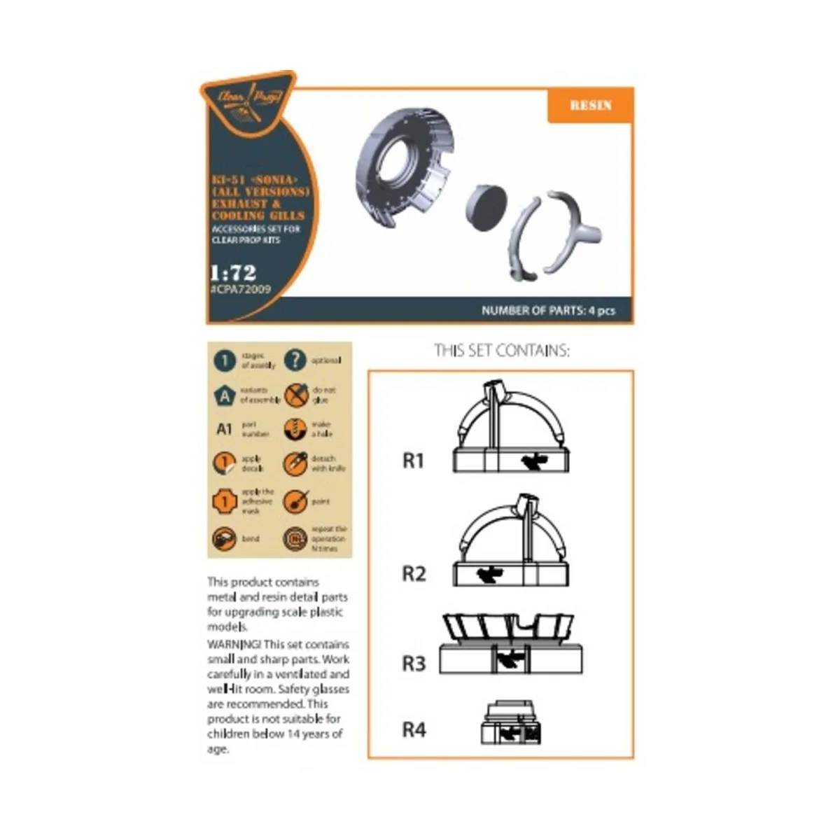 Ki-51 Sonia (all versions) resin exhaust & cooling gills for CP kit...