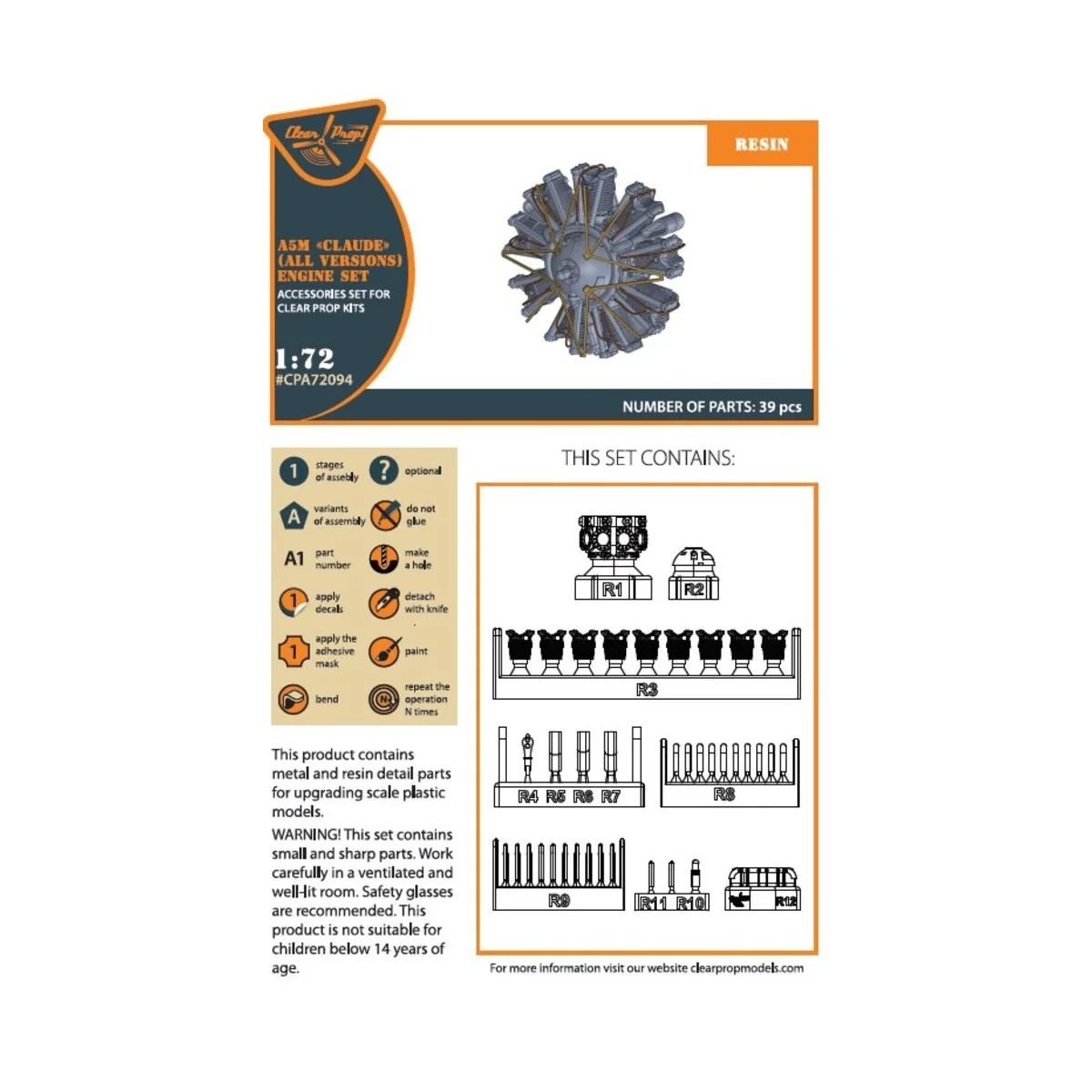 A5M Claude (all versions) resin engine set for CP kits CP72006/CP72...